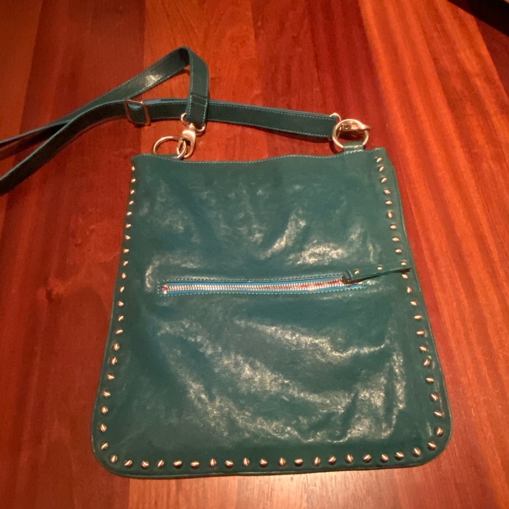 Blue studded purse